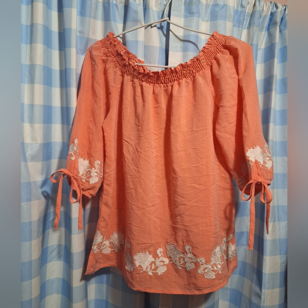 NY Collection Women's Coral Top